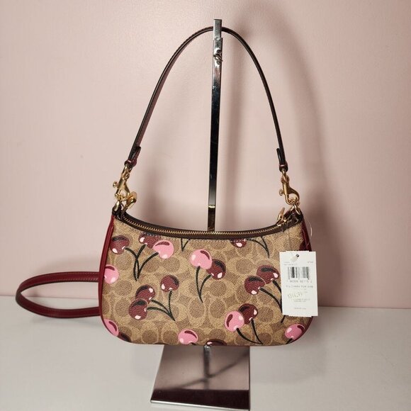 Coach Teri Shoulder Bag In Signature Canvas With Cherry Print - Picture 3 of 5
